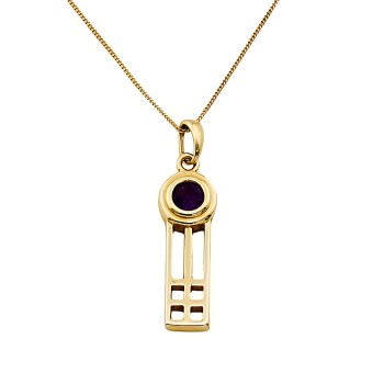 9ct Gold Amethyst Pendant with Chain